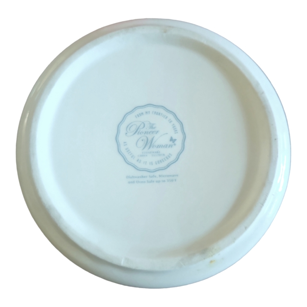 3 PIONEER WOMAN Floral Bird Round Stoneware Casserole Serving Bake Ware Bowls - Picture 7 of 11